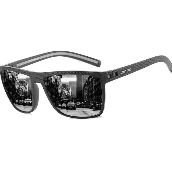Polarized Sunglasses for Men Lightweight TR90 Frame UV400 Protection Square Sun - Picture 1 of 12